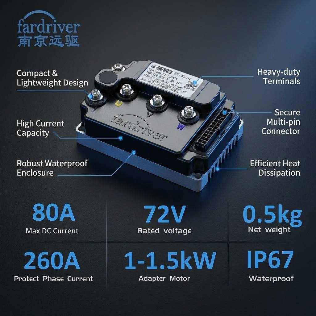 Kelly Kls7230S Controller - Fardriver ND72260 MiNi12 72V 1500W Controller